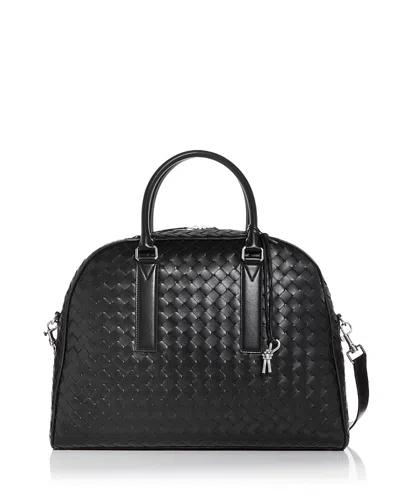 Bottega Veneta Avenue Intrecciato Leather Top Handle Bag In Black