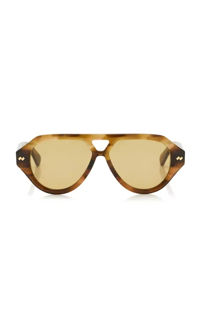 Bottega Veneta Aviator Acetate Sunglasses In Brown