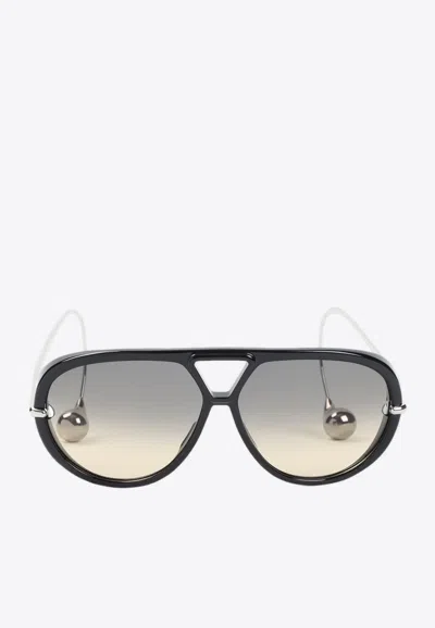 Bottega Veneta Aviator Drop Sunglasses In Black