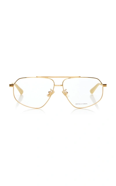Bottega Veneta Aviator-frame Metal Glasses In Gold
