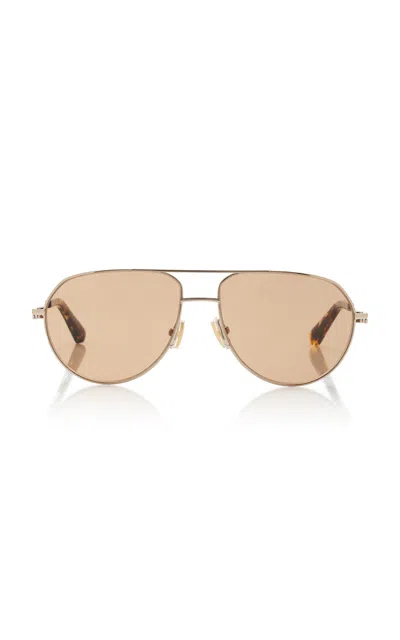 Bottega Veneta Aviator-frame Metal Sunglasses In Gold