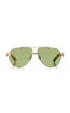 Bottega Veneta Aviator Sunglasses In Green