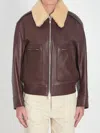 Bottega Veneta Brown Shearling Coat With Removable Fur Collar And Front Zip Closure In Leather Woman
