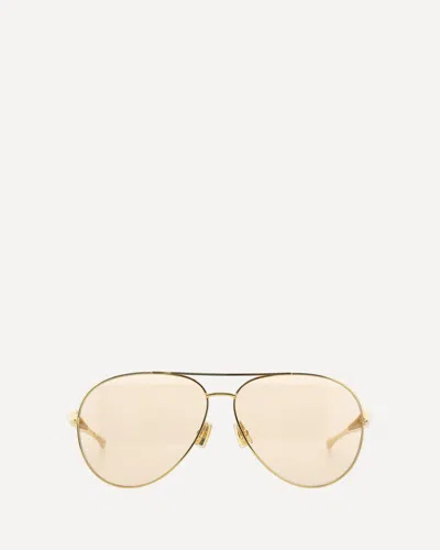 Bottega Veneta Aviator Sardine Sunglasses In Gold