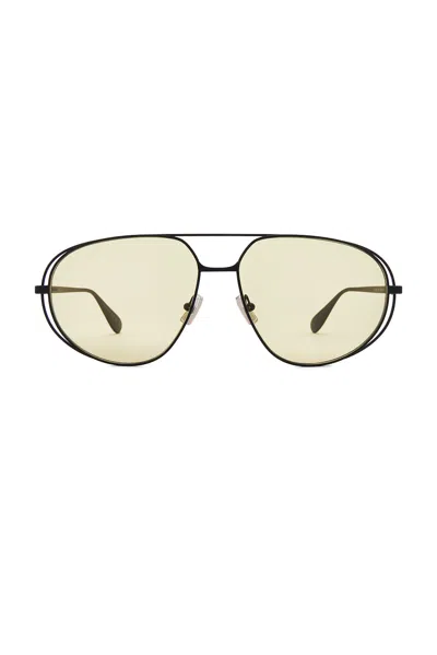 Bottega Veneta Aviator Sunglasses In Black & Yellow
