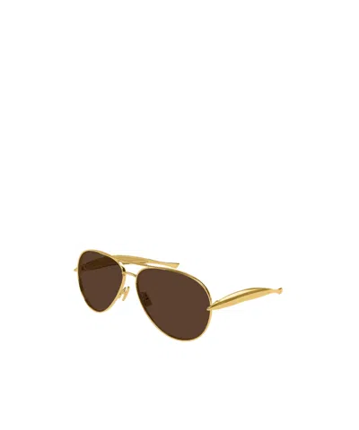 Bottega Veneta Aviator Sunglasses In Gold