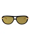 Bottega Veneta Women Metallic Sunglasses With Cut-out Motif On The Temples And Knot Detail On The Te In Black
