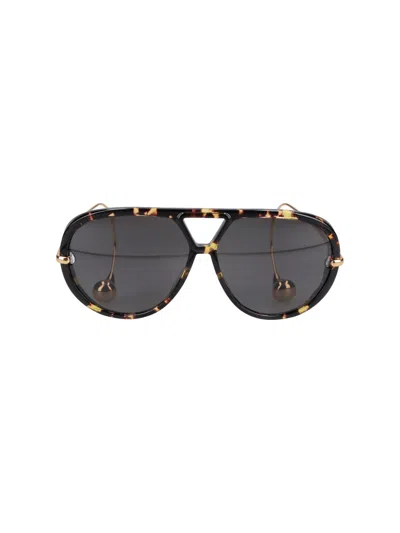 Bottega Veneta Aviator Sunglasses "drop" In Brown