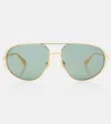Bottega Veneta Double-framed Aviator Sunglasses In Green