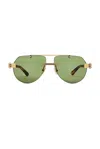 Bottega Veneta Aviator Sunglasses In Gold  Silver  & Green