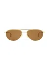 Bottega Veneta Fin Aviator Sunglasses In Brown