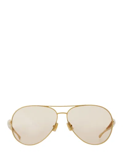Bottega Veneta Aviator Sunglasses "sardine" In 100% Metal For Women In Gold