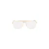 Bottega Veneta Aviator Sunglasses With Brass Frame And Angular Lenses In White