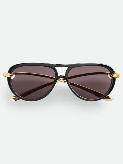 Bottega Veneta Aviator Sunglasses With Cut-out Lenses And Knot Detail In Multi