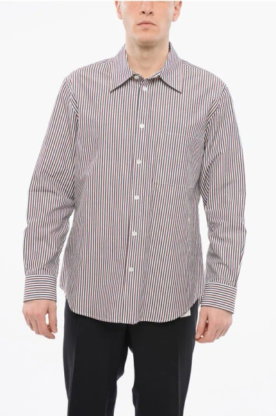 Bottega Veneta Awning Striped Cotton Shirt With Breast-pocket