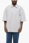 Bottega Veneta Embroidered Poplin Shirt With Drop Shoulders