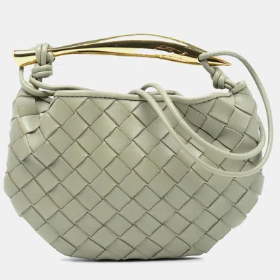 Pre-owned Bottega Veneta Baby Lambskin Intrecciato Sardine In Gray