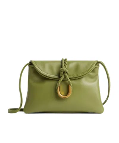 Bottega Veneta Liberta Baby Smooth Calfskin Clutch Bag In Ecru/matcha/brass