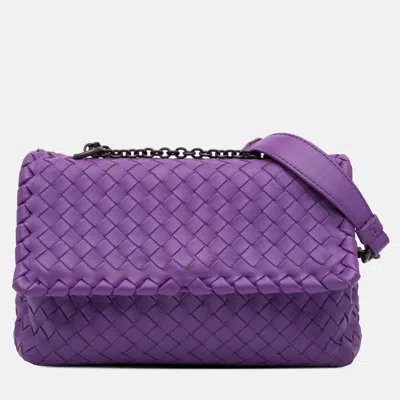 Pre-owned Bottega Veneta Baby Nappa Intrecciato Olimpia Crossbody In Purple