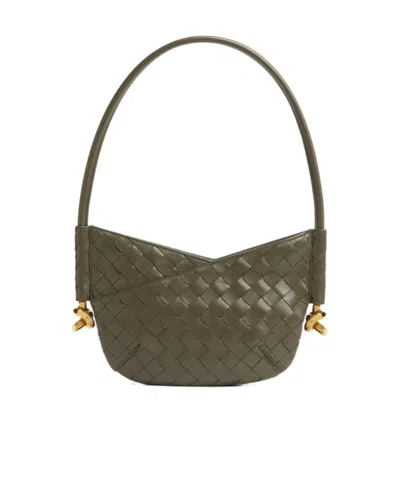 Bottega Veneta Mini Solstice Intrecciato Leather Hobo Bag In Green