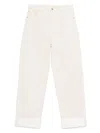 Bottega Veneta Women Back Print Straight Leg Jeans In Beige