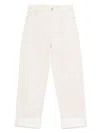 Bottega Veneta Women Back Print Straight Leg Jeans In Beige