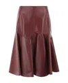 Bottega Veneta Gathered Leather Midi Skirt In Red