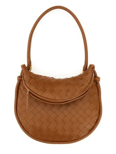 Bottega Veneta Small Gemelli Intrecciato Leather Shoulder Bag In Cognac