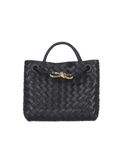 Bottega Veneta Small Andiamo Leather Top Handle Bag In Black