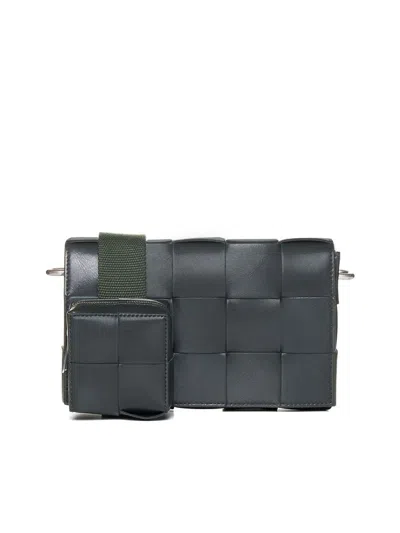 Bottega Veneta Cassette With Versatile Strap In Dark Green Silver