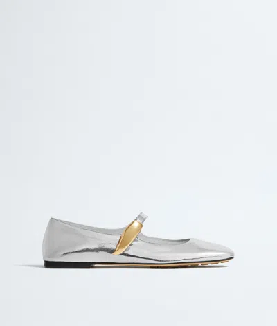 Bottega Veneta Charlotte Mary-jane Ballerina In Silver
