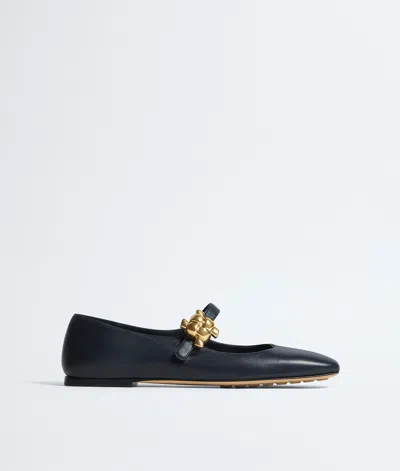 Bottega Veneta Lucy Embellished Leather Mary Jane Flats In Black