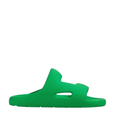 Bottega Veneta Band Cut-out Slides In Green