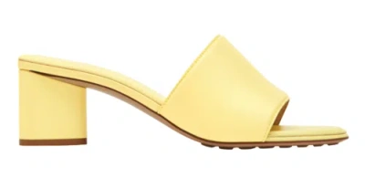 Pre-owned Bottega Veneta Band Lemonade Yellow Leather Sandal Backless Mule Heel Pump 38