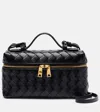 Bottega Veneta Women Bang Bang Leather Vanity Case With Intrecciato Motif In Black
