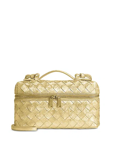 Bottega Veneta Bang Bang Intrecciato Leather Vanity Case Crossbody In Gold