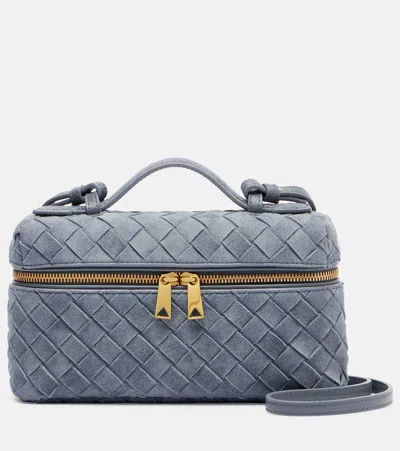 Bottega Veneta Bang Bang Intrecciato Suede Vanity Bag In Gray