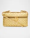 Bottega Veneta Bang Bang Laminated Leather Vanity Crossbody Bag In Gold