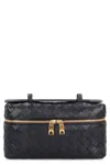 Bottega Veneta Women Bang Bang Leather Vanity Case With Intrecciato Motif In Black