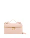Bottega Veneta Intrecciato Leather Convertible Vanity Case In Cameo/gold