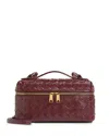 Bottega Veneta Intrecciato Leather Convertible Vanity Case In Cherry/gold