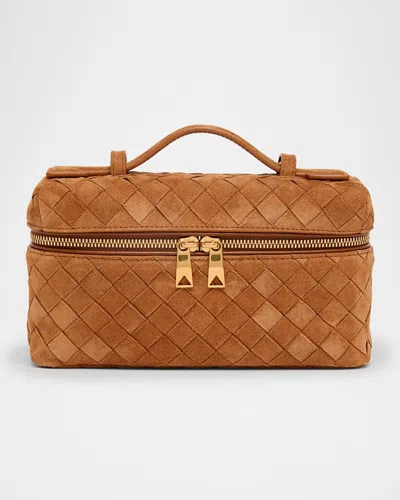 Bottega Veneta Bang Bang Vanity Intrecciato Suede Crossbody Bag In Brown