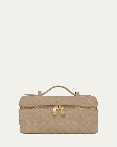 Bottega Veneta Bang Bang Vanity Intrecciato Suede Crossbody Bag In Sand