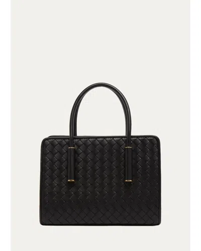 Bottega Veneta Barbara Baby Leather Top Handle Bag In Nero