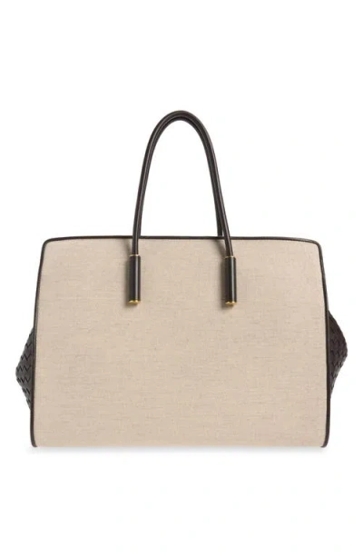 Bottega Veneta Barbara Canvas & Intrecciato Leather Tote In Neutral