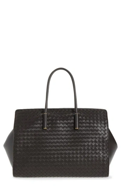 Bottega Veneta Barbara Intrecciato Leather Tote In Black