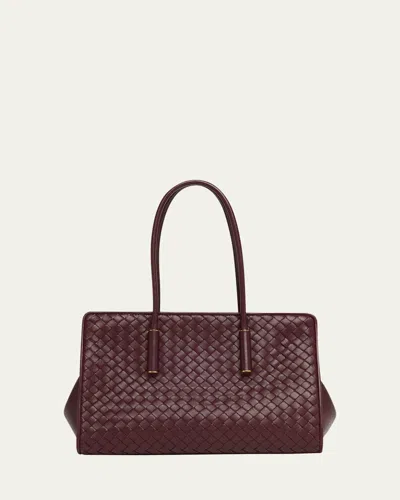 Bottega Veneta Barbara Small Leather Tote Bag In Burgundy