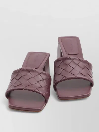 Bottega Veneta Barolo Square Toe Woven Leather Mules In Brown