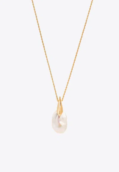 Bottega Veneta Baroque Pearl Pendant Necklace In Gold