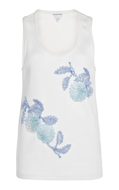 Bottega Veneta Jewel Embroidered Cotton Tank In Grey